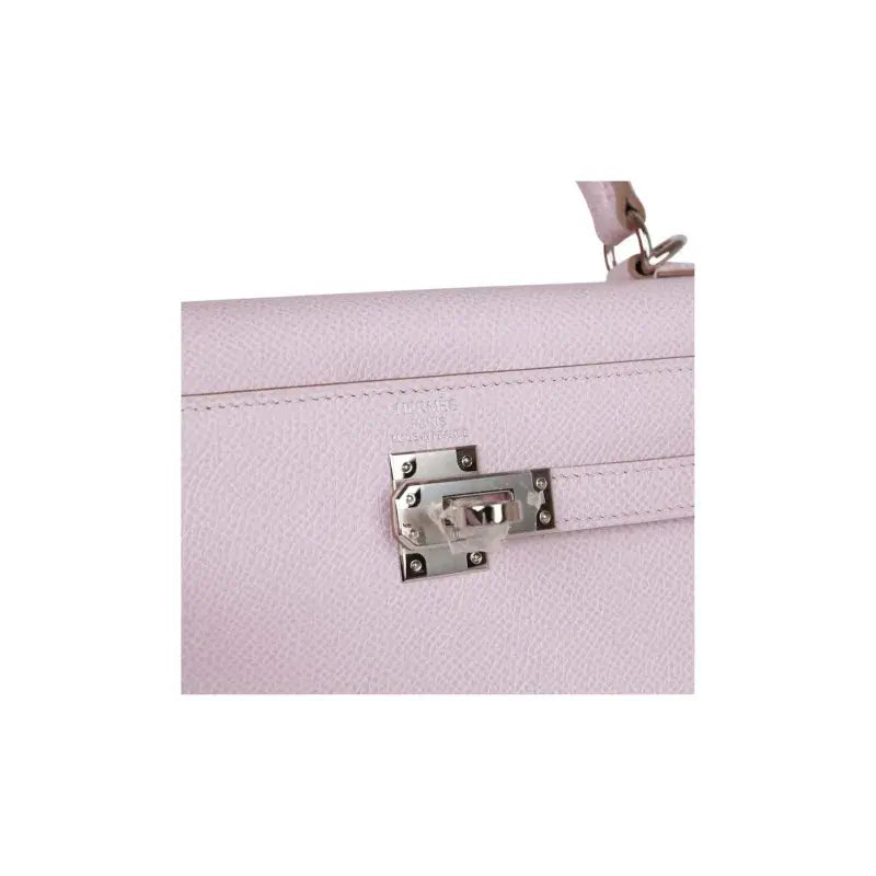 HERMES Kelly Bag Epsom Leather Handbag (25,28) Mauve Pale Dream Purple  silver hardware