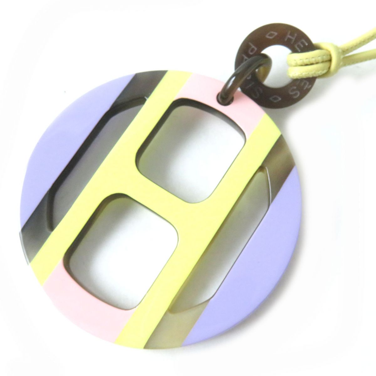 HERMES Necklace Main: Buffalo horn HYPNO (pastel yellow, etc.) Women Used