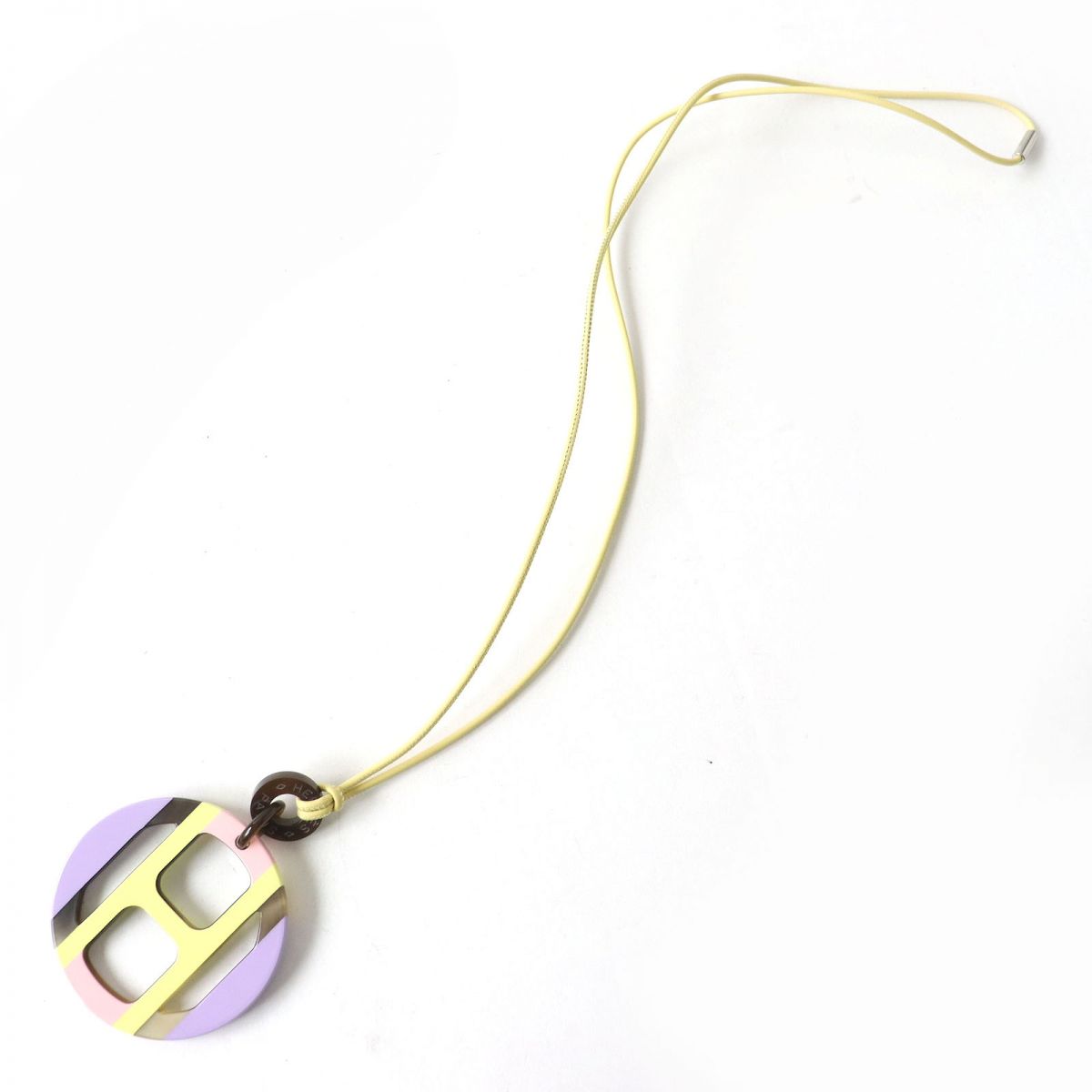 HERMES Necklace Main: Buffalo horn HYPNO (pastel yellow, etc.) Women Used