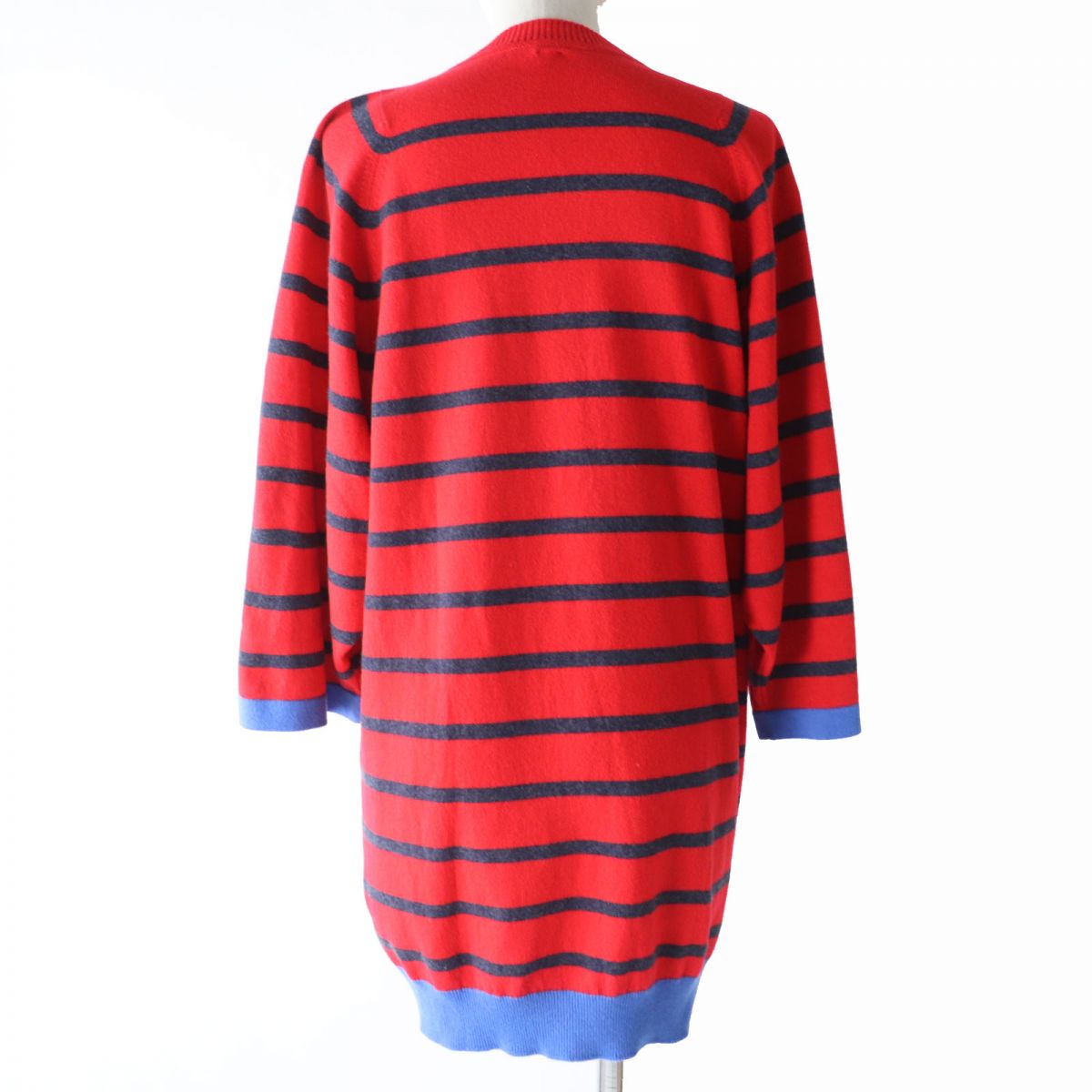HERMES knit Main: 100% cashmere Red x navy x blue Women 34 Used
