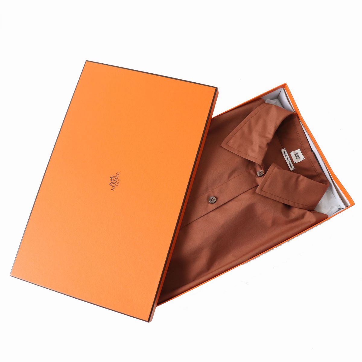 HERMES Long sleeve shirt cotton Brown 36