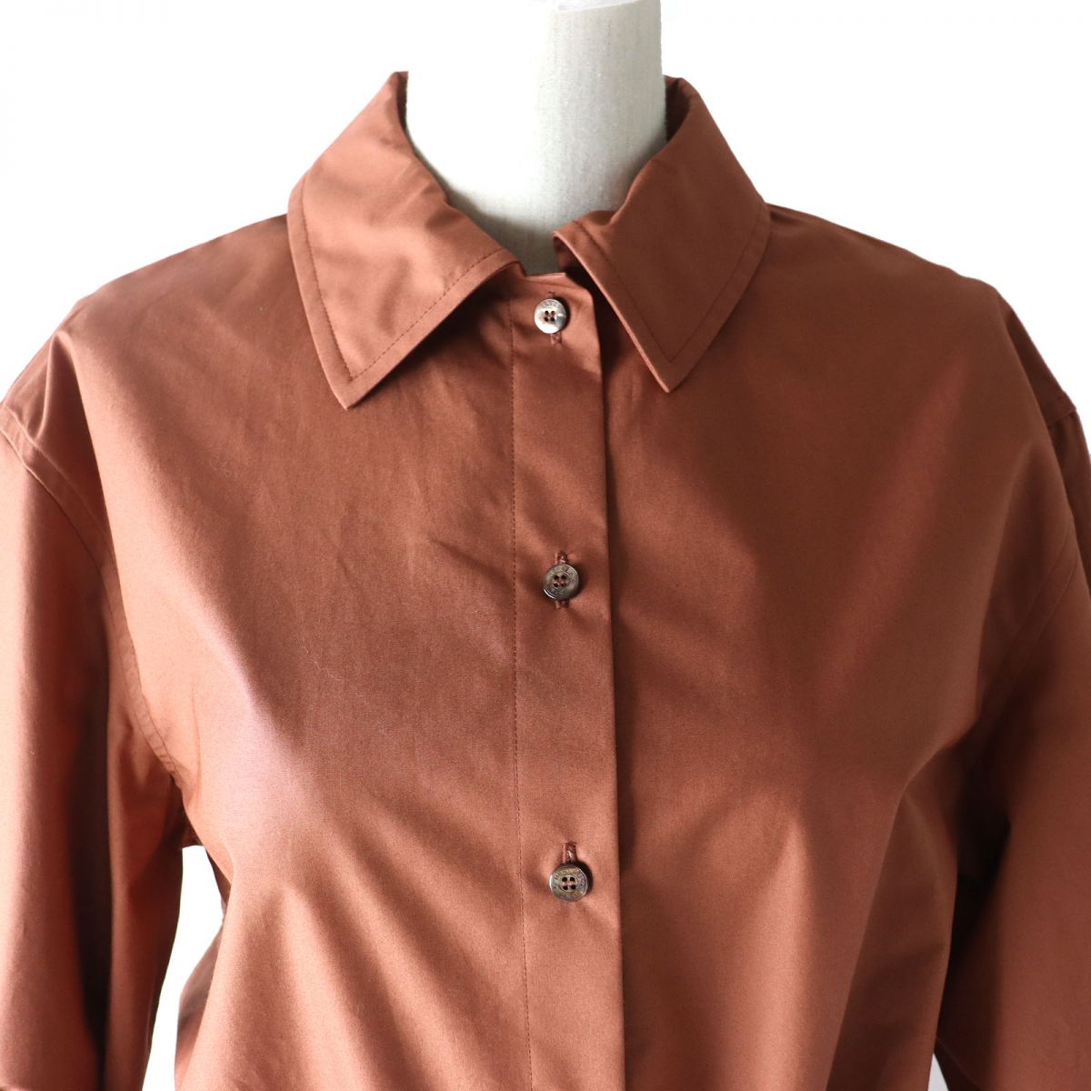 HERMES Long sleeve shirt cotton Brown 36