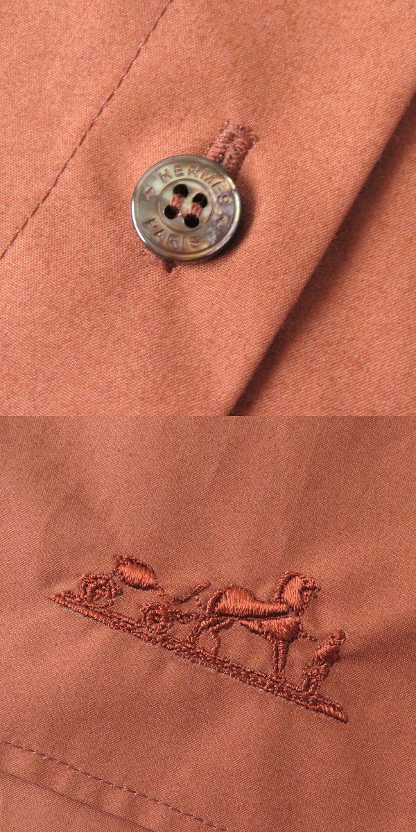 HERMES Long sleeve shirt cotton Brown 36