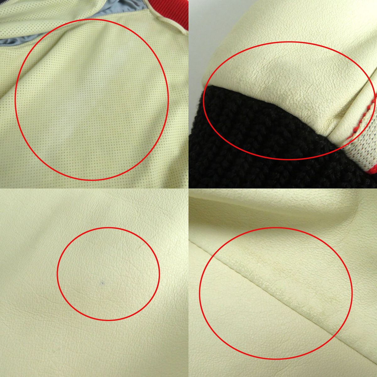 GUCCI Bomber jacket Main: Lamb leather, Main: 97% cotton, Main: 2% nylon, Main: 1% polyurethane, Part: 100% nylon Ivory mens 44 Used