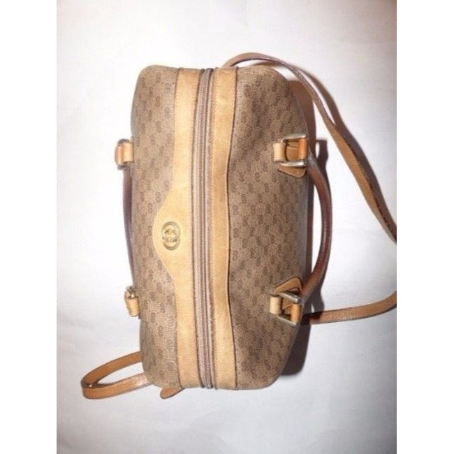 Gucci Vintage Pursesdesigner Purses Shades Of Brown With Small G Logo Leathercoated Canvas Satchel