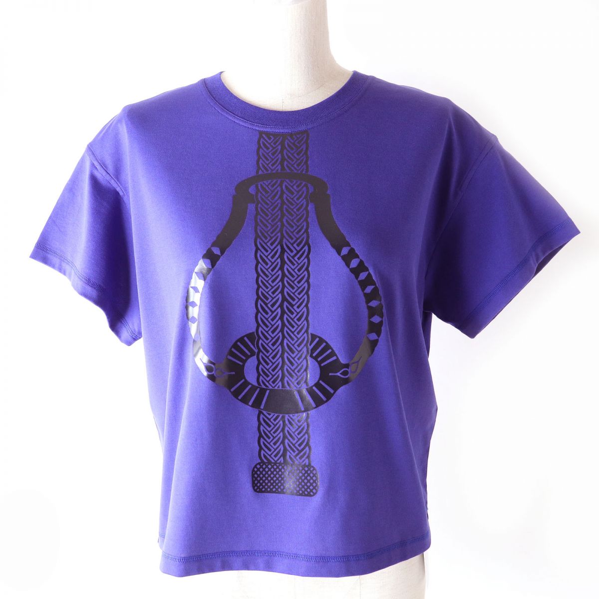 HERMES Short sleeve T-shirt Main: 100% cotton Purple Blue type Women 36 Used