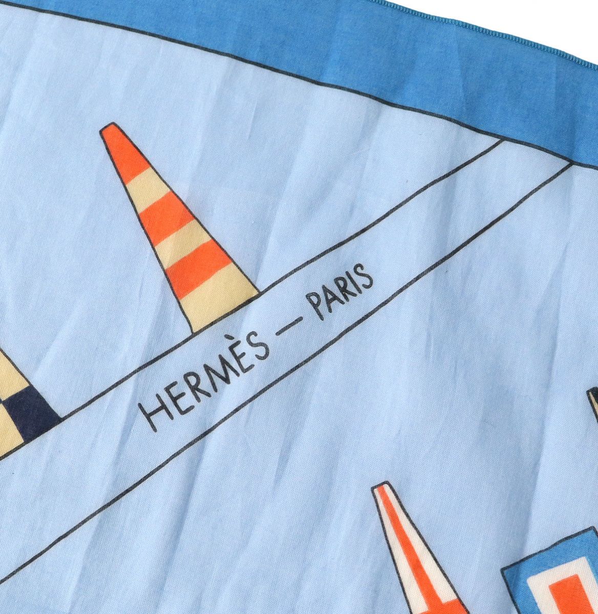 HERMES scarf cotton Light blue x multicolor