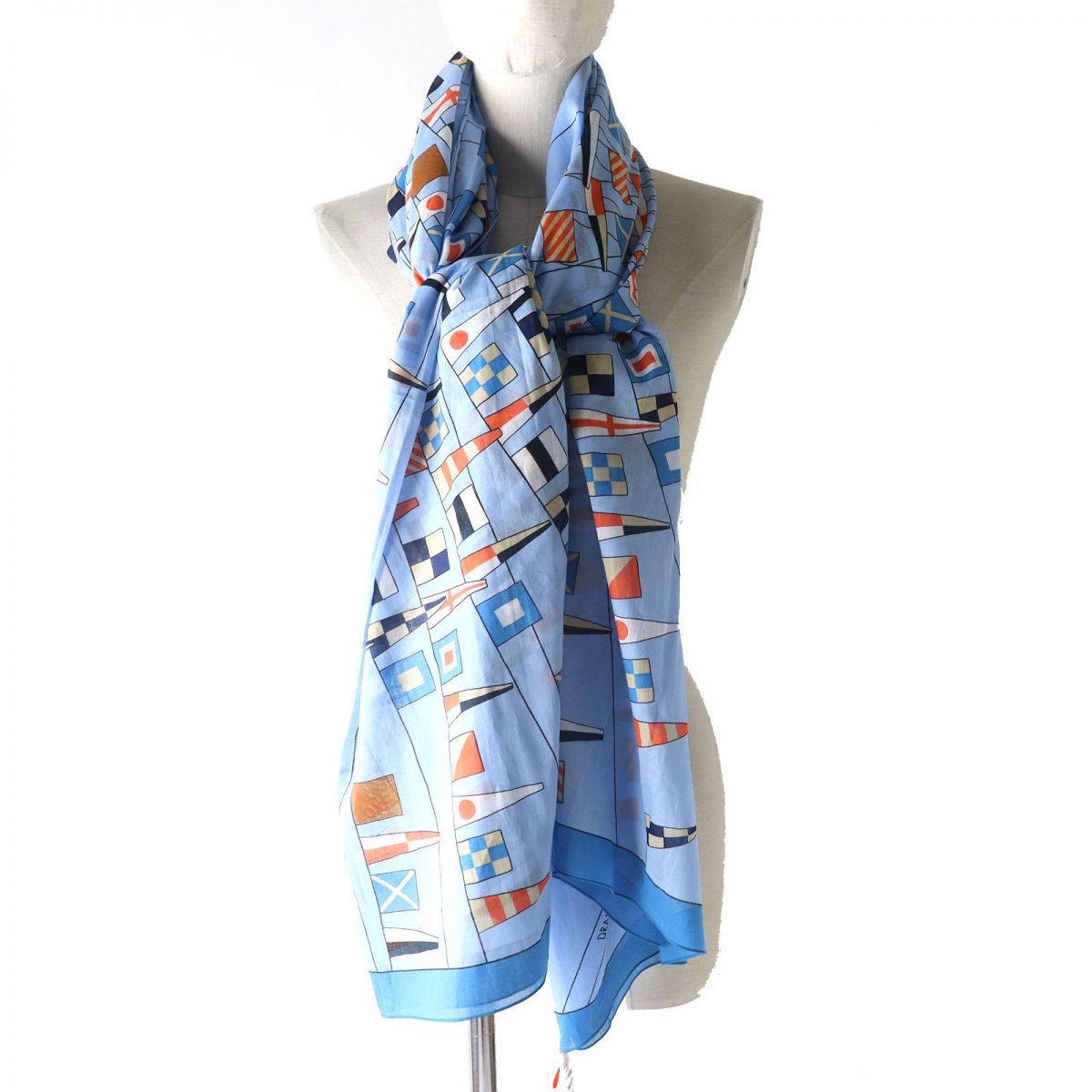 HERMES scarf cotton Light blue x multicolor