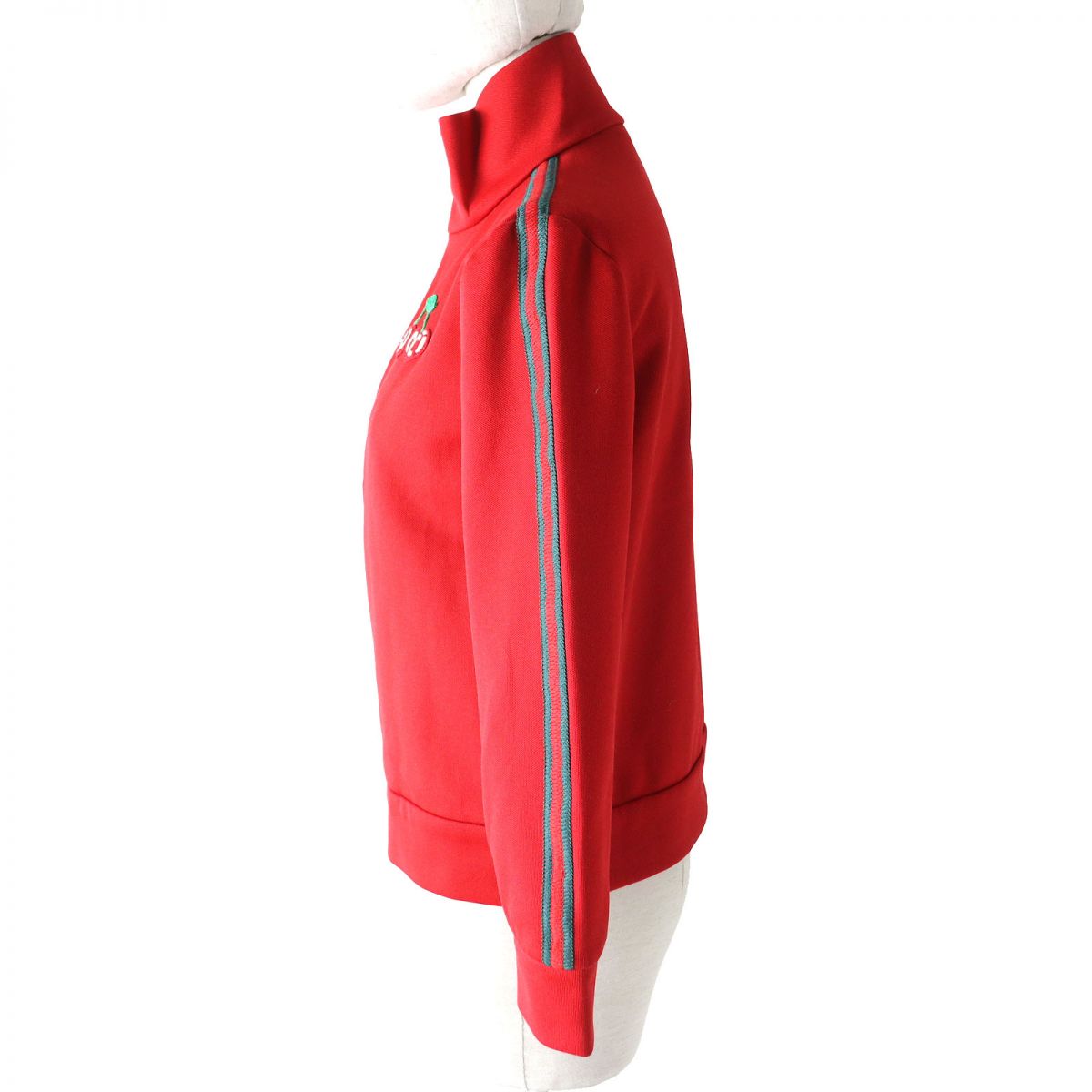 GUCCI Track jacket Outer: 51% polyester, Outer: 49% cotton, Part: 97% cotton, Part: 3% polyester, Part: 50% acrylic Red x green Women XS Used