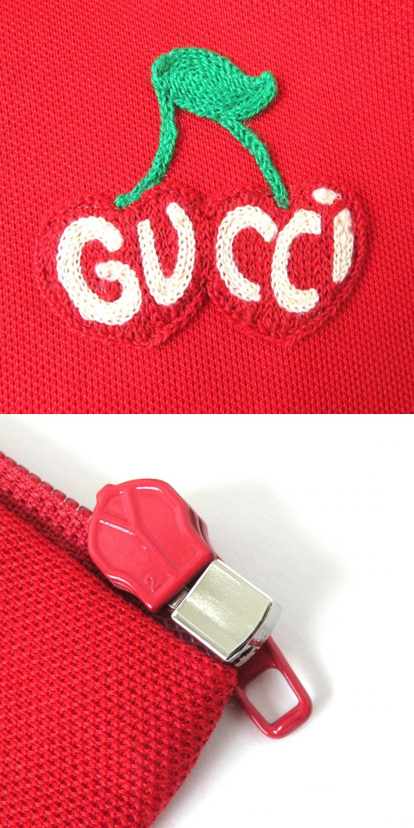 GUCCI Track jacket Outer: 51% polyester, Outer: 49% cotton, Part: 97% cotton, Part: 3% polyester, Part: 50% acrylic Red x green Women XS Used