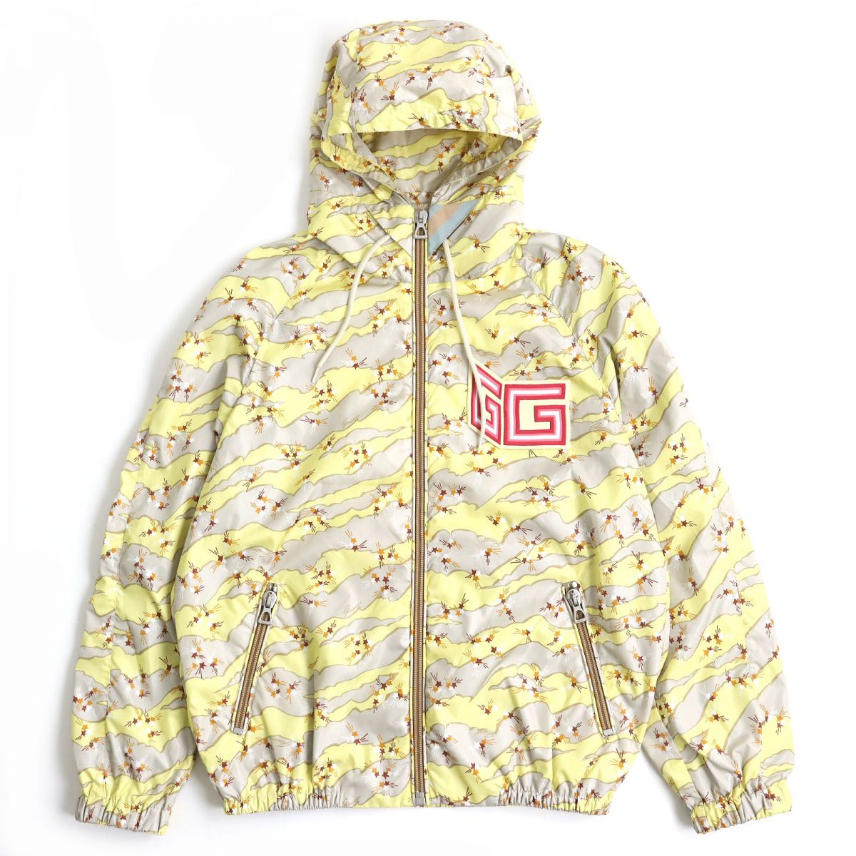 GUCCI Hoodie 703189 Main: 100% polyester Yellow x Gray type mens 46 Used