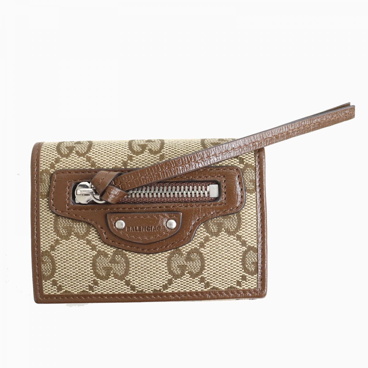 GUCCI Tri-fold wallet Main: Canvas, Part: Leather Beige x brown mens Used