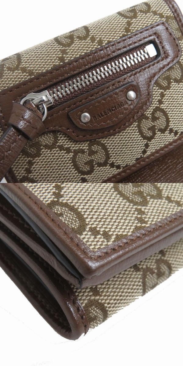 GUCCI Tri-fold wallet Main: Canvas, Part: Leather Beige x brown mens Used