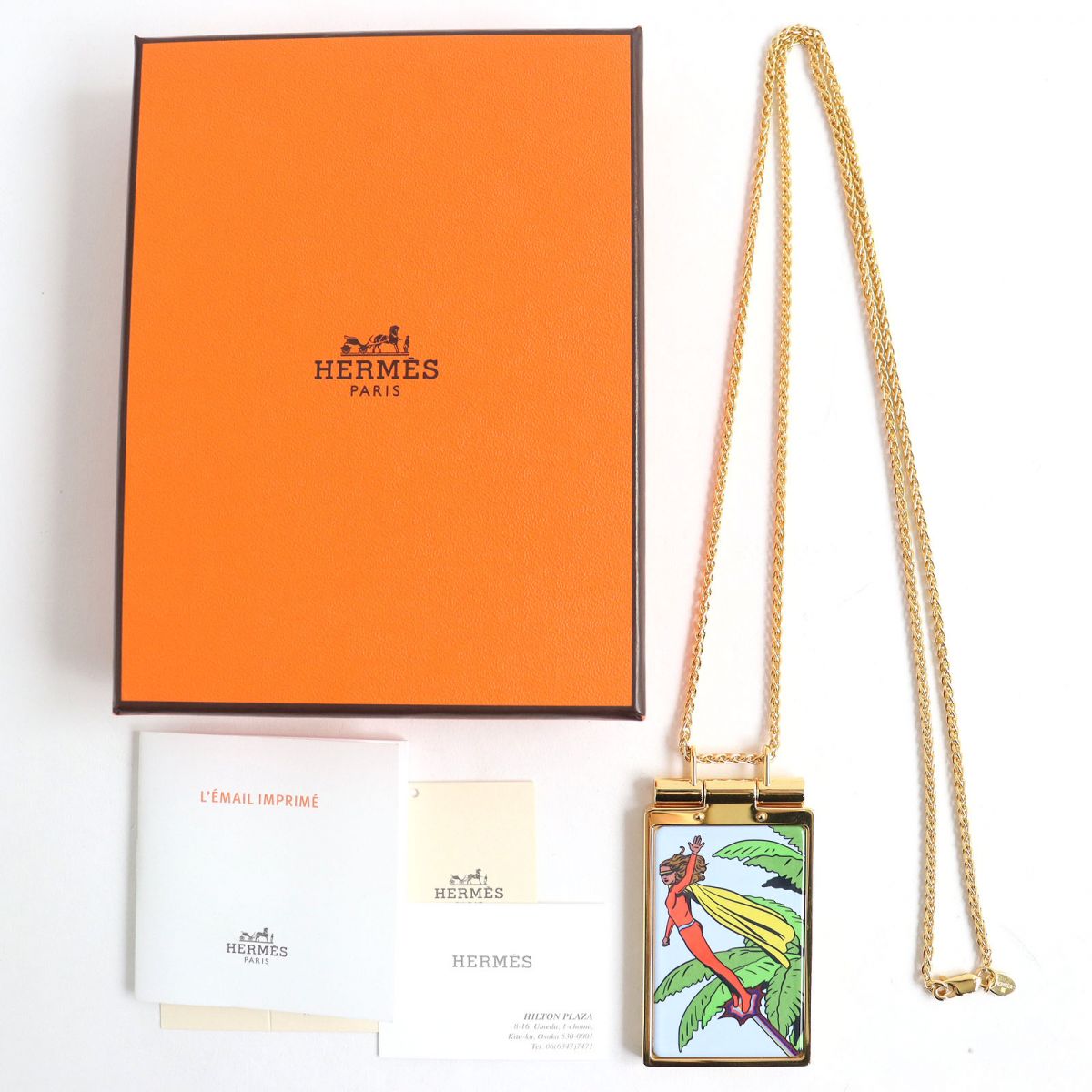 HERMES Necklace Gold Plated Gold x Multicolor Women Used