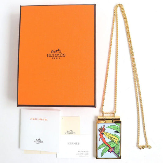 HERMES Necklace Gold Plated Gold x Multicolor Women Used