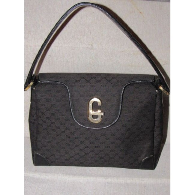 Gucci Black Micro Guccissima Print Jackie Satchel w G Twist Clasp
