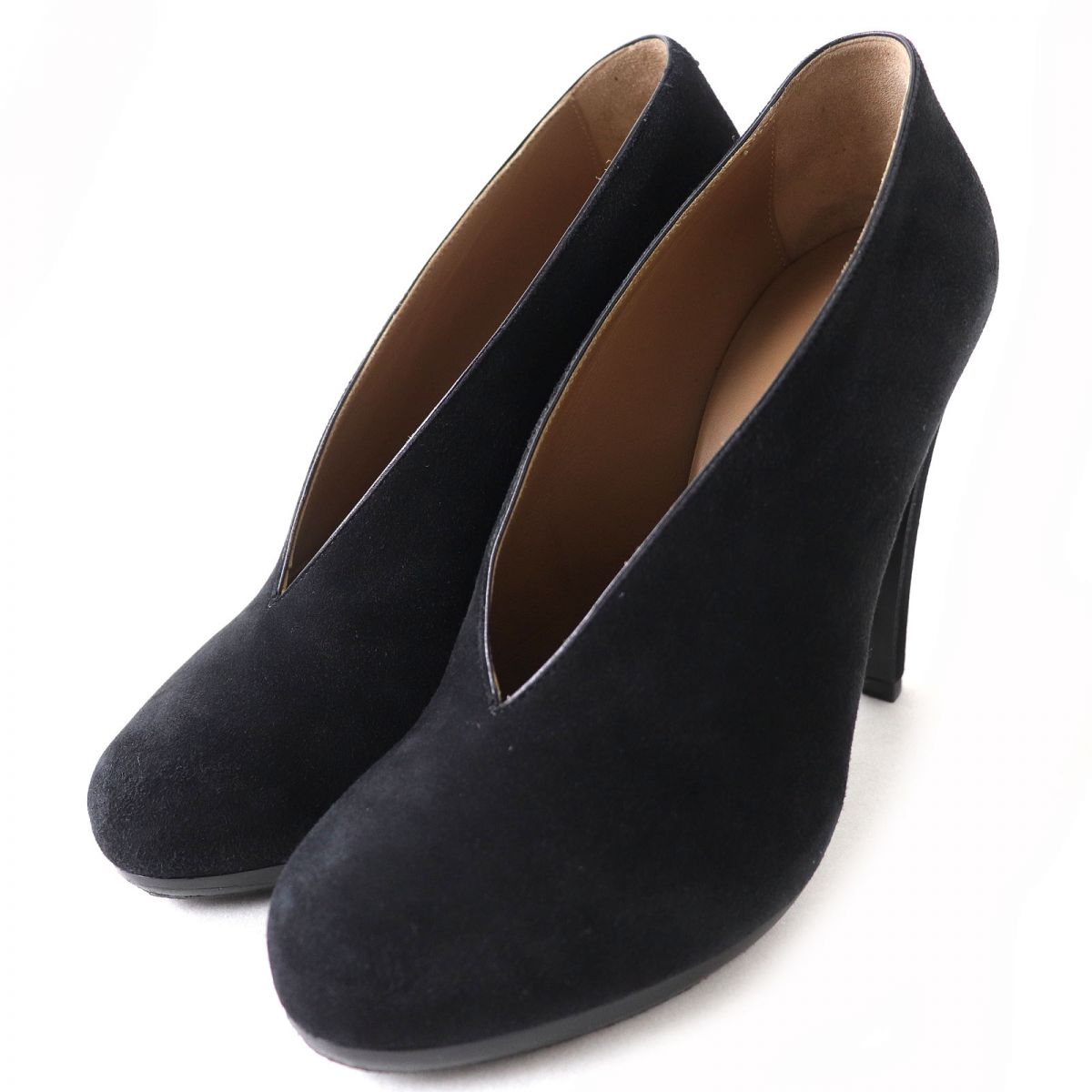HERMES pumps Main: Suede leather black Women 37 Used