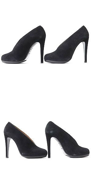 HERMES pumps Main: Suede leather black Women 37 Used