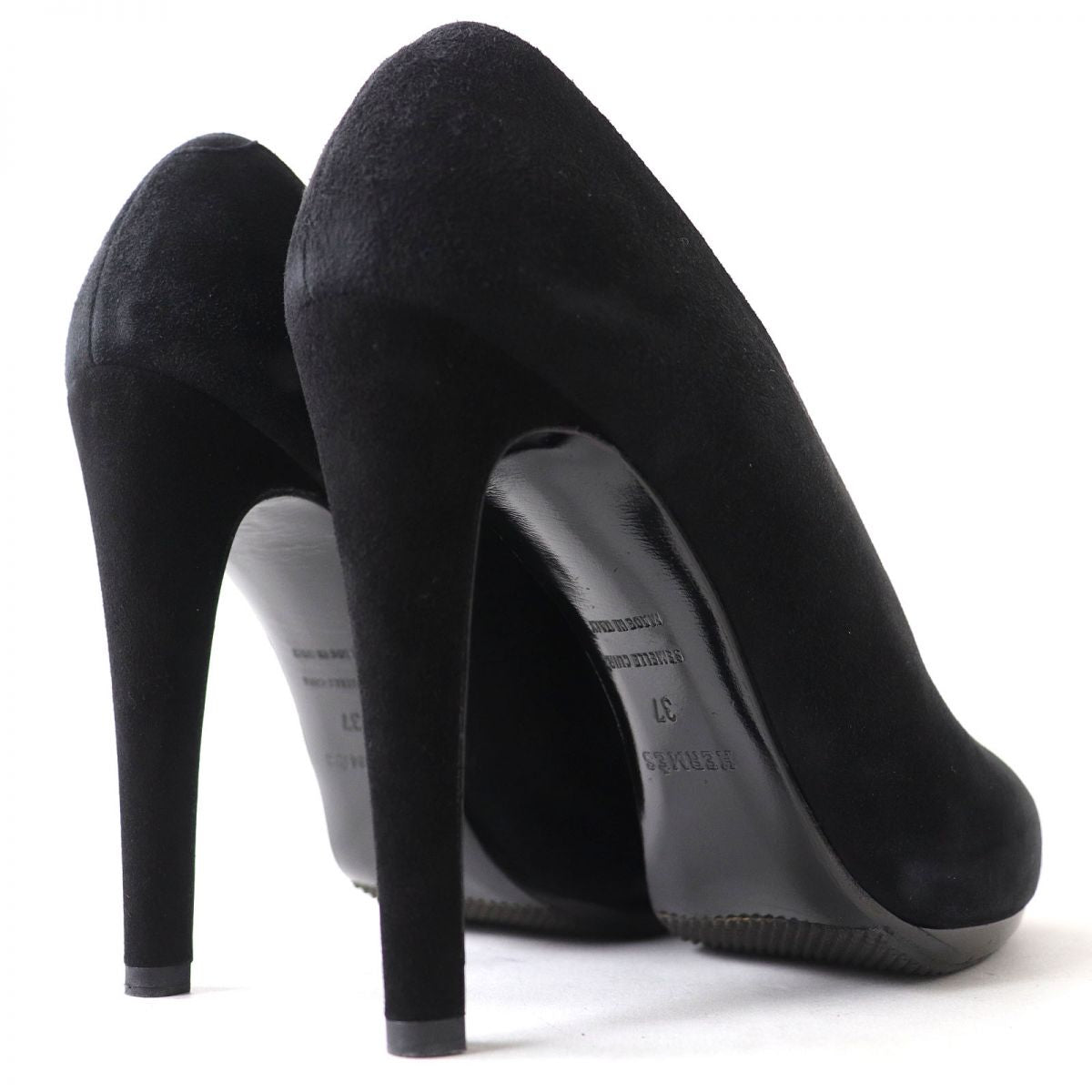 HERMES pumps Main: Suede leather black Women 37 Used