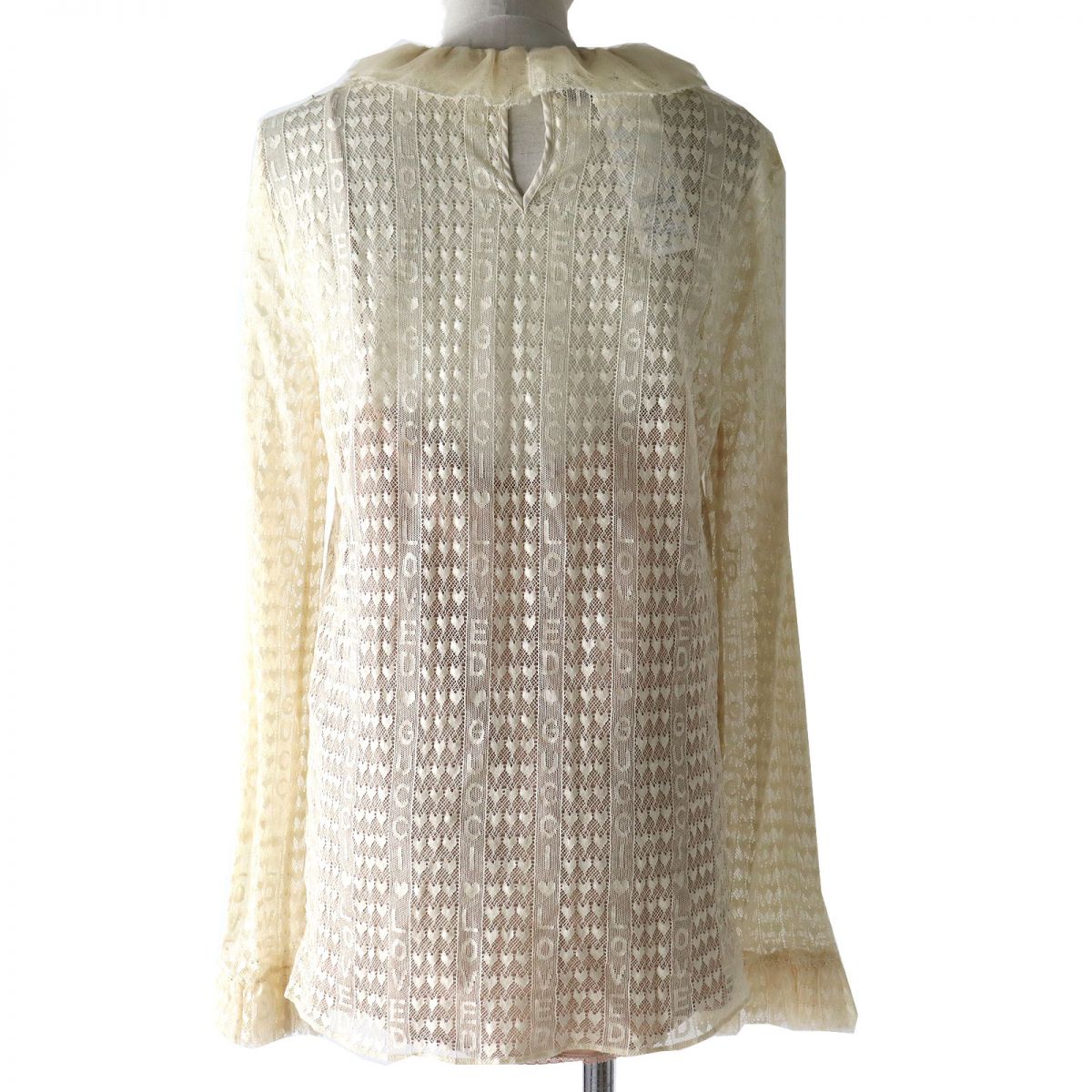 GUCCI camisole Main: Cotton, Main: Nylon, Main: 76% acetate, Main: 24% silk light beige Women 44 Used
