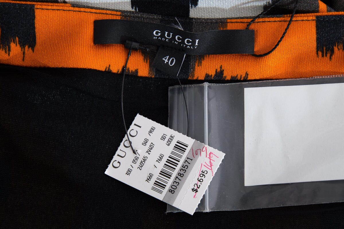 Gucci Multicolor Orange and Grey Printed Fitted Shift Dress SZ 40 NWT