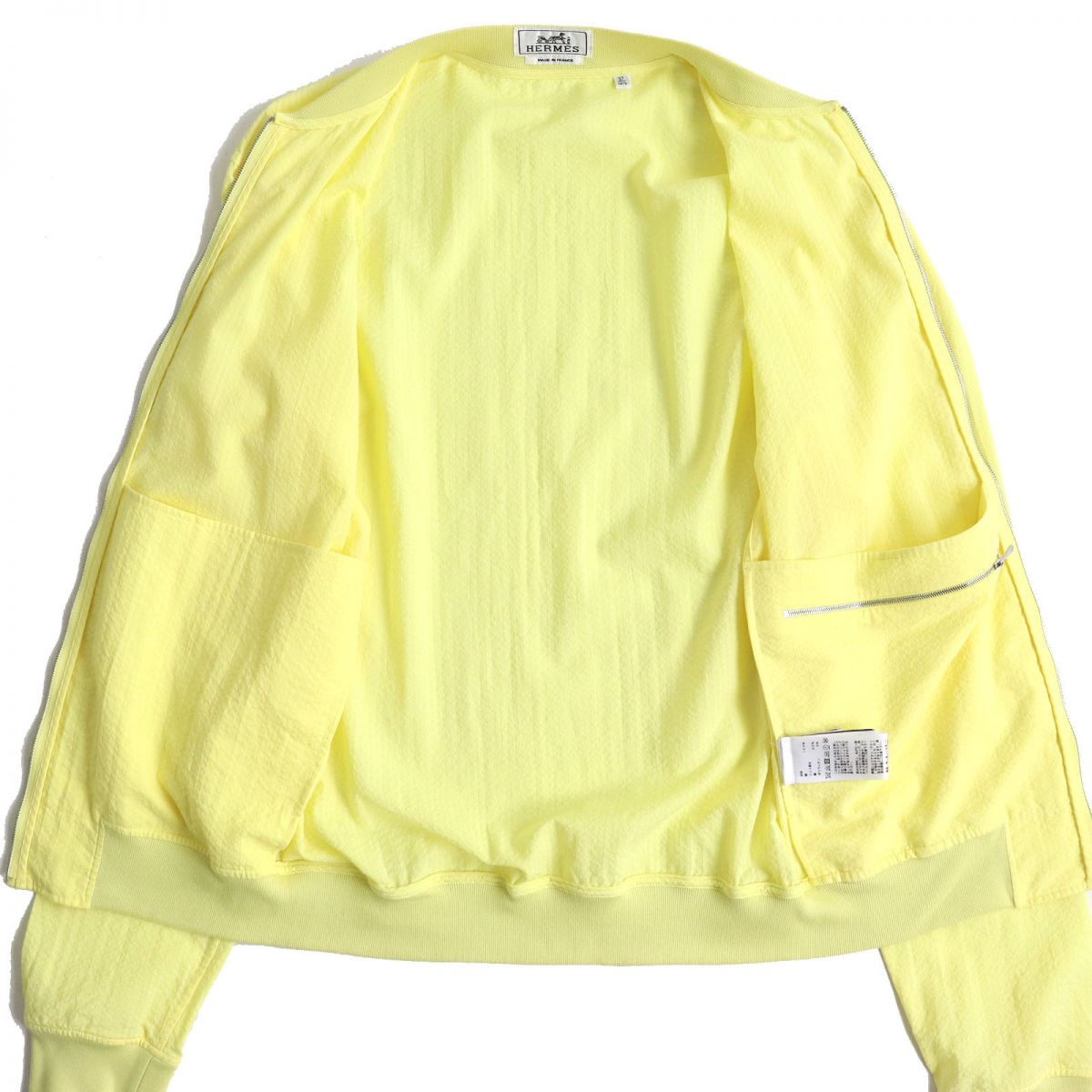 HERMES Blouson Main: 100% cotton, part: 95% cotton, part: 5% polyurethane yellow mens 37 Used