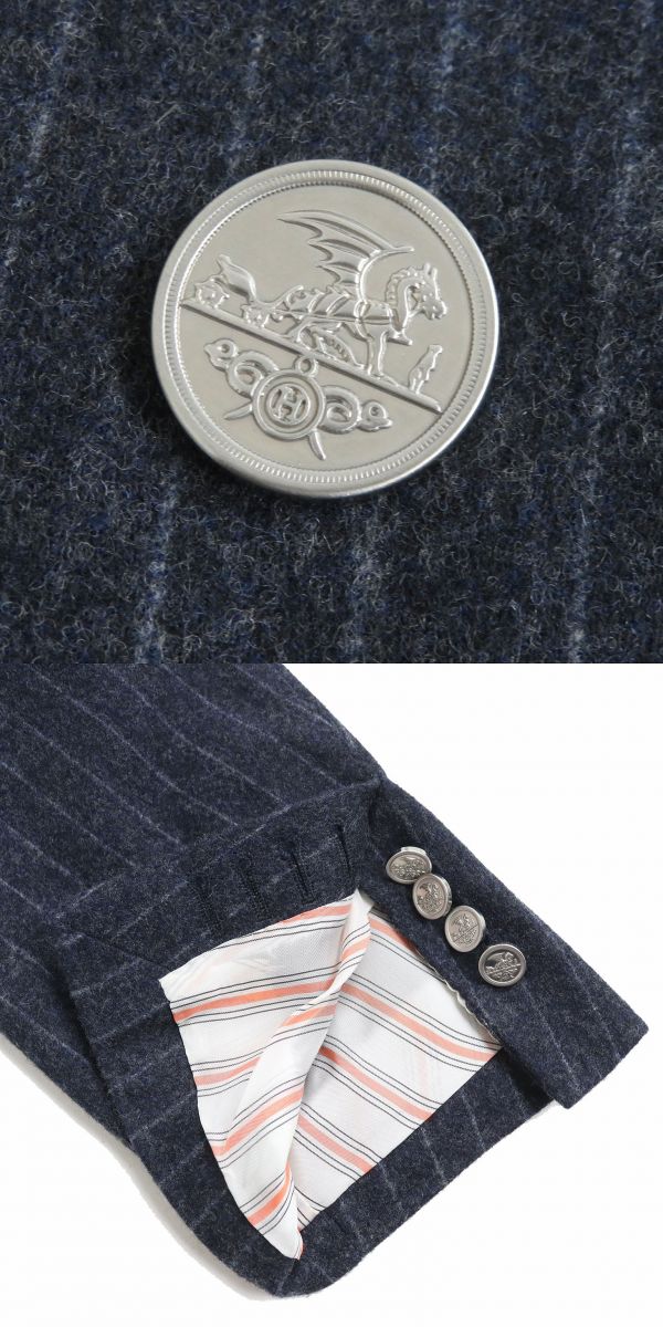 HERMES suit Outer: 100% wool, Lining: 100% cupra, Part: 100% cotton Navy mens Used