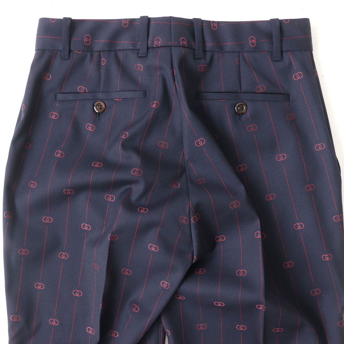 GUCCI Pants Main: 99% wool, Main: 1% silk, Part: 100% polyester Navy x red Women 38 Used