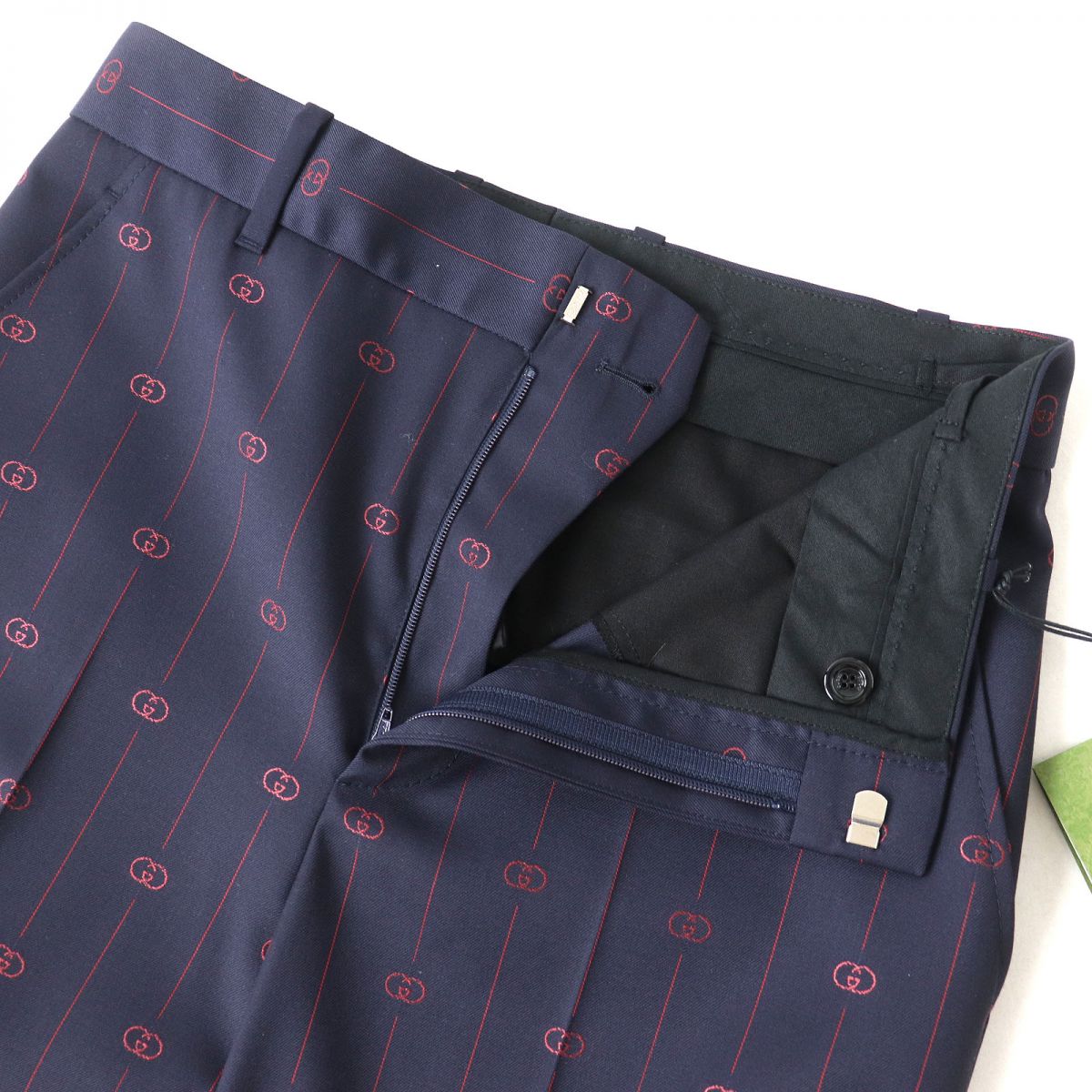 GUCCI Pants Main: 99% wool, Main: 1% silk, Part: 100% polyester Navy x red Women 38 Used