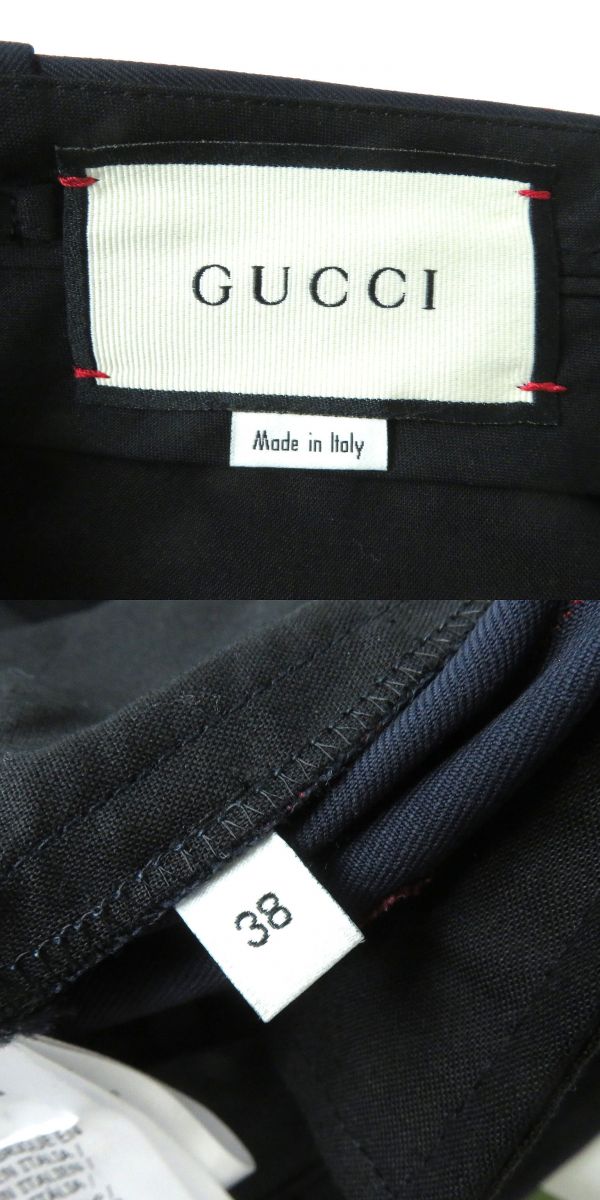 GUCCI Pants Main: 99% wool, Main: 1% silk, Part: 100% polyester Navy x red Women 38 Used