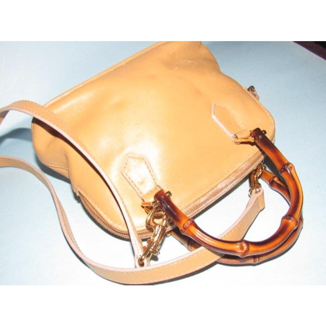 Gucci Camel Leather Two-Way Bamboo Satchel