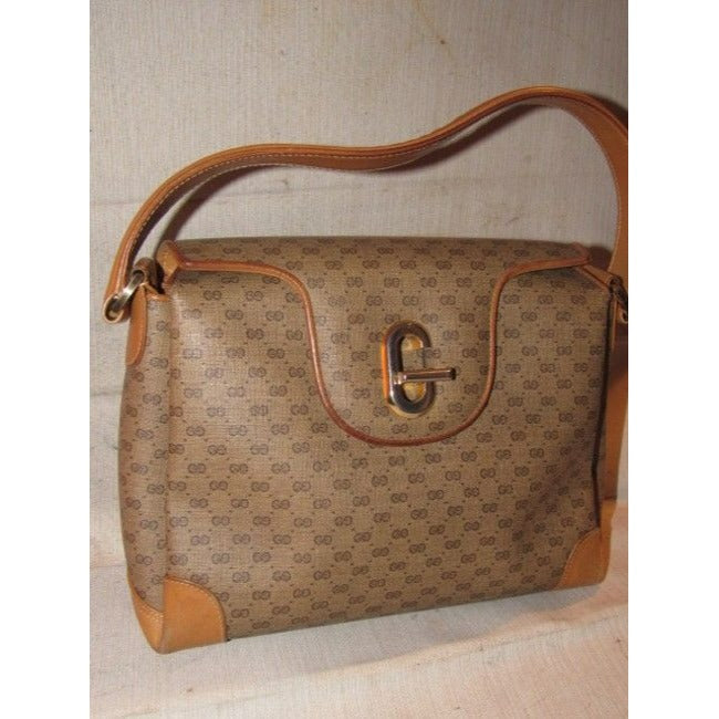 Gucci Brown Micro Guccissima Print Jackie satchel w a 'G' Twist Clasp