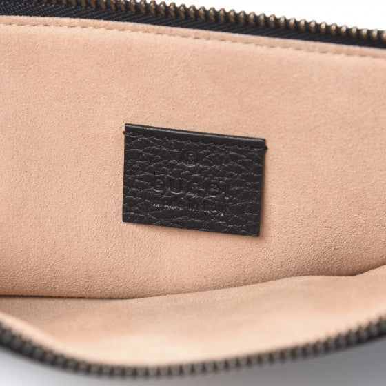 Gucci Pebbled Calfskin Butterfly Zip Clutch in Black