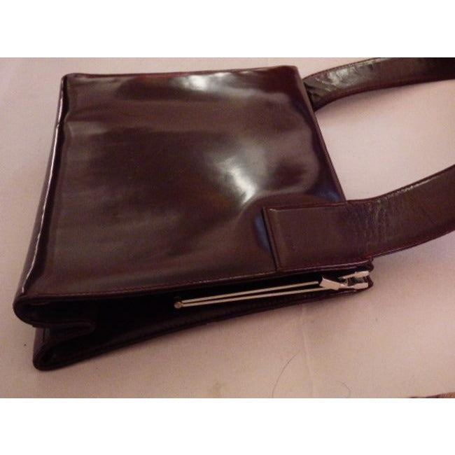 Gucci Vintage Glossy Brown Leather Shoulder Bag