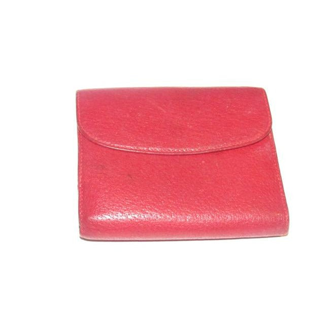 Gucci Red Textured Leather With Gold Belt Buckle Hinged Clasp Early Wallet