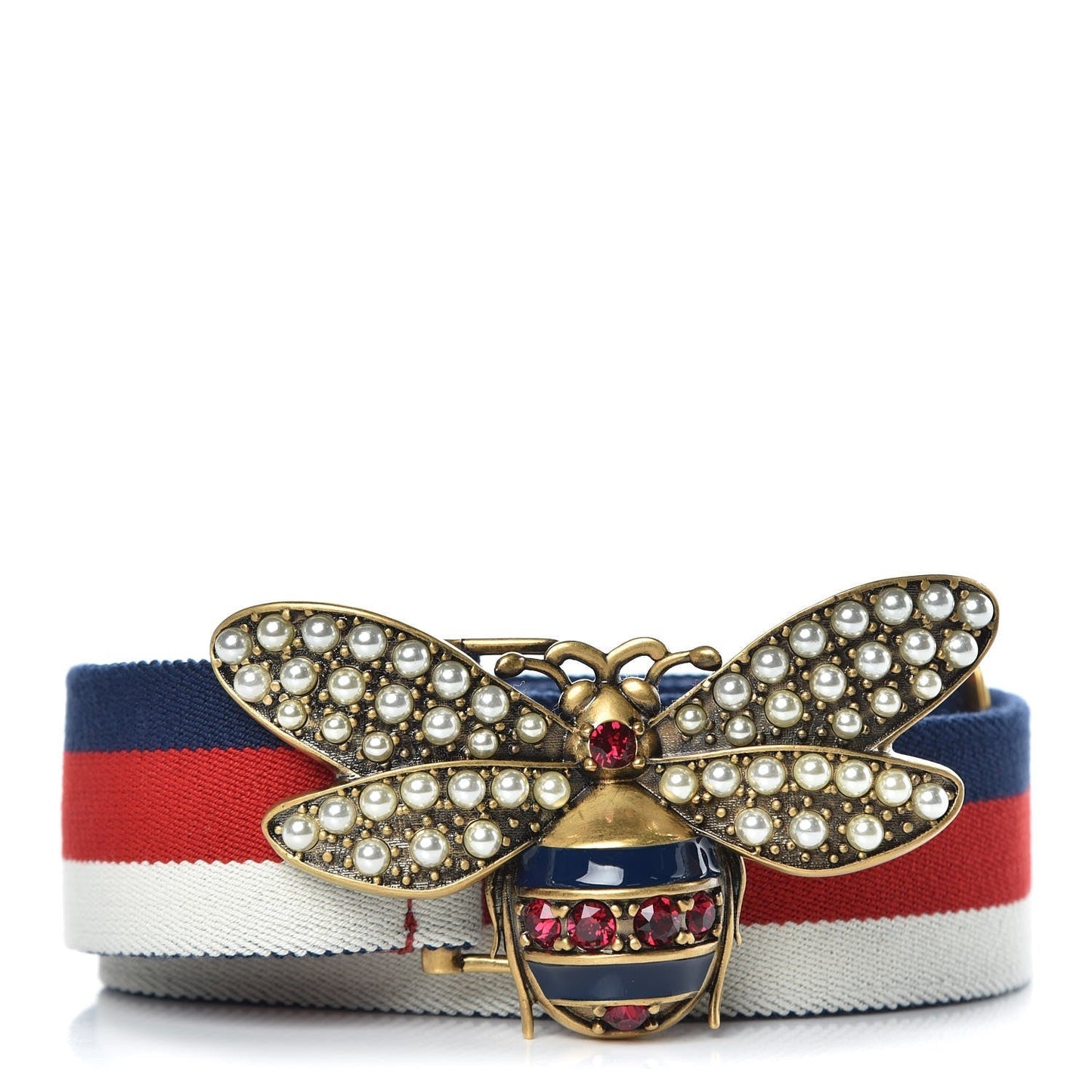 Gucci Sylvie Queen Margaret Web Belt in Red White Blue