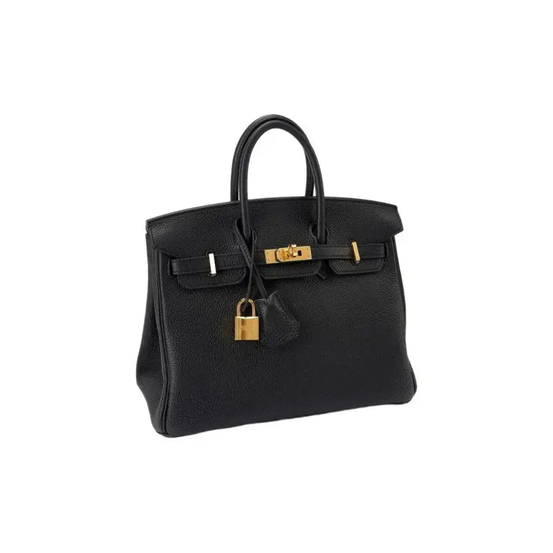 HERMES Birkin Bag black togo Leather Handbag (25,28)  gold hardware
