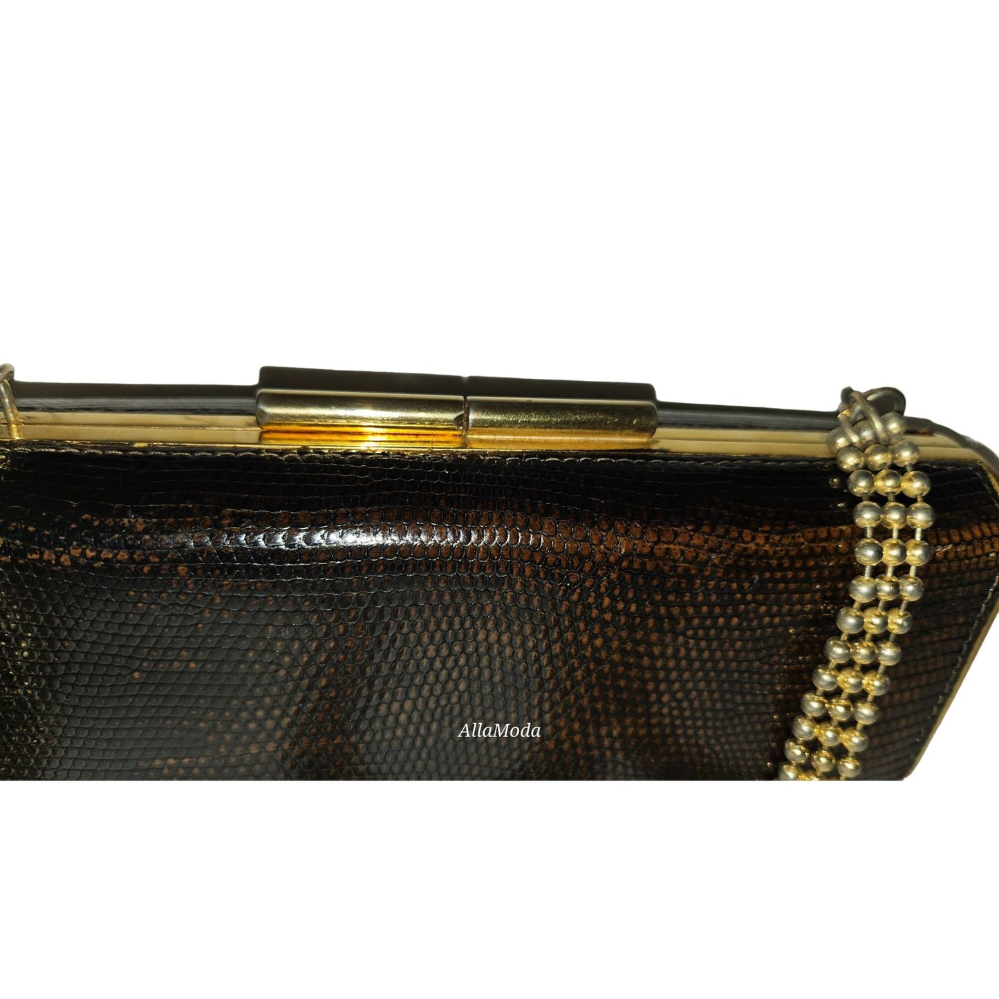Gucci python two-way boxy 50's purse w gold chain strap