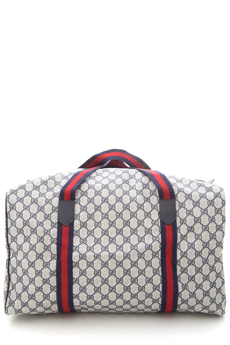 Gucci Navy & Red Web Trim GG Coated Canvas Duffle