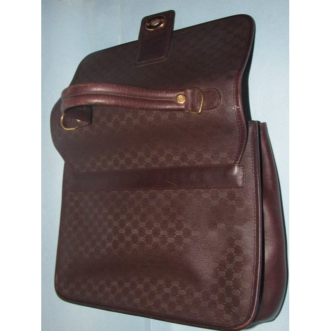 Gucci Vintage Pursesdesigner Purses Brown Small G Logo Print Coated Canvas And Brown Leather Leather