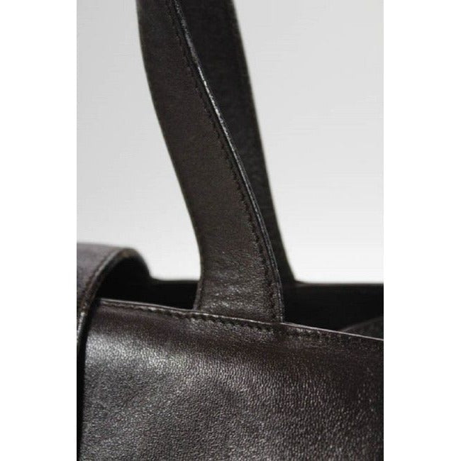 Gucci Vintage Satcheltotedesigner Purses Dark Brown Leather With Gold Square G Clasp Satchel