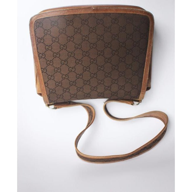 Gucci Gg Supreme Shoulder Bag W Guccissima Print Canvasleather Saddle Redgreen Sherry Stripe Brown L