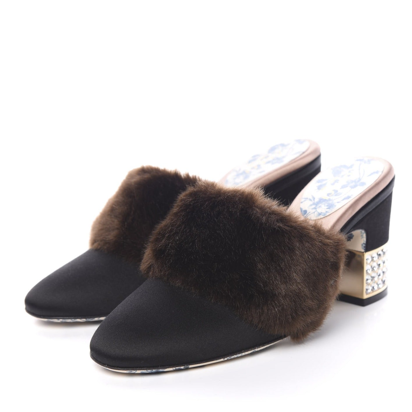 Gucci Mink Candy Embellished Mules in Black