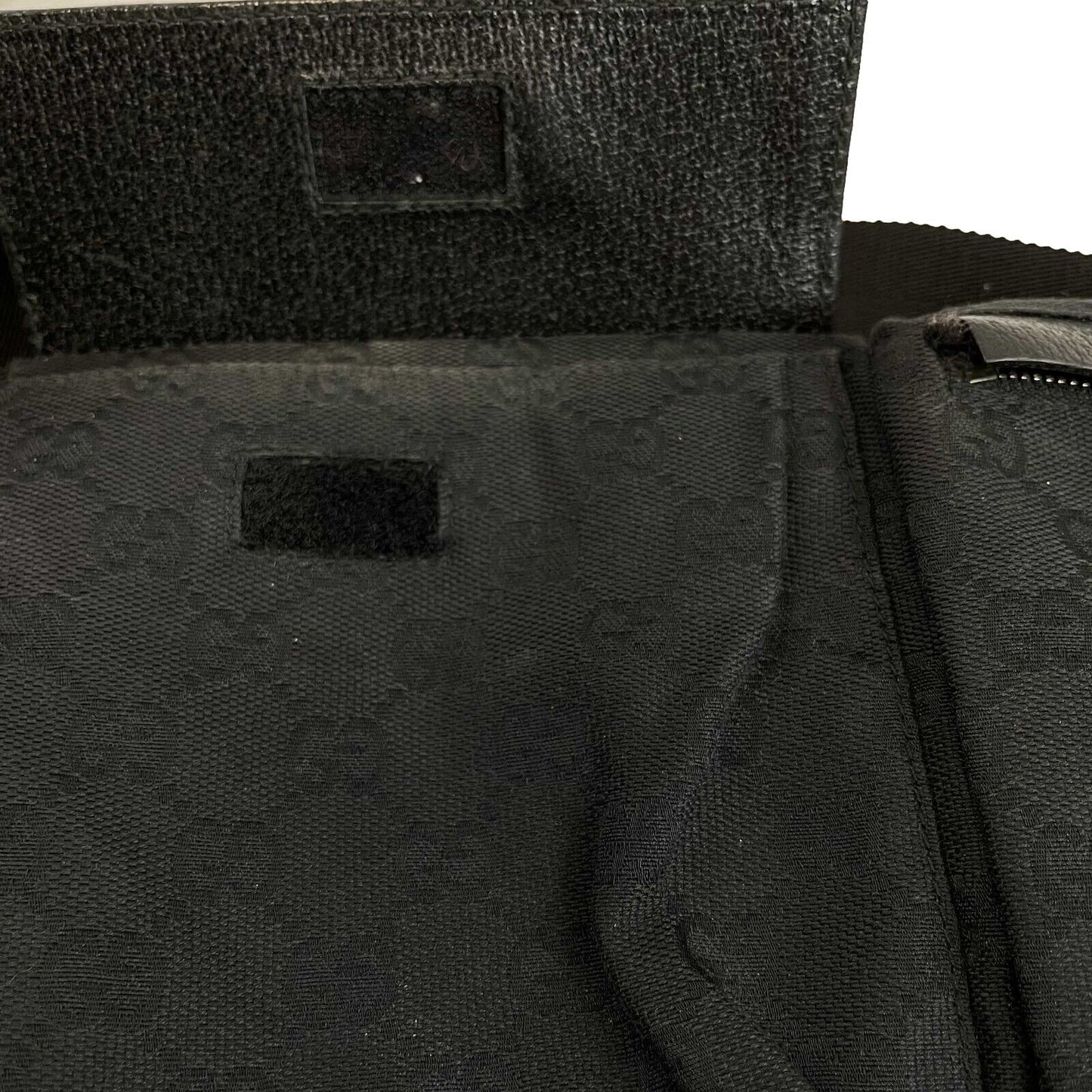 GUCCI GG Monogram Double Pocket Belt Bum Bag Black Excellent