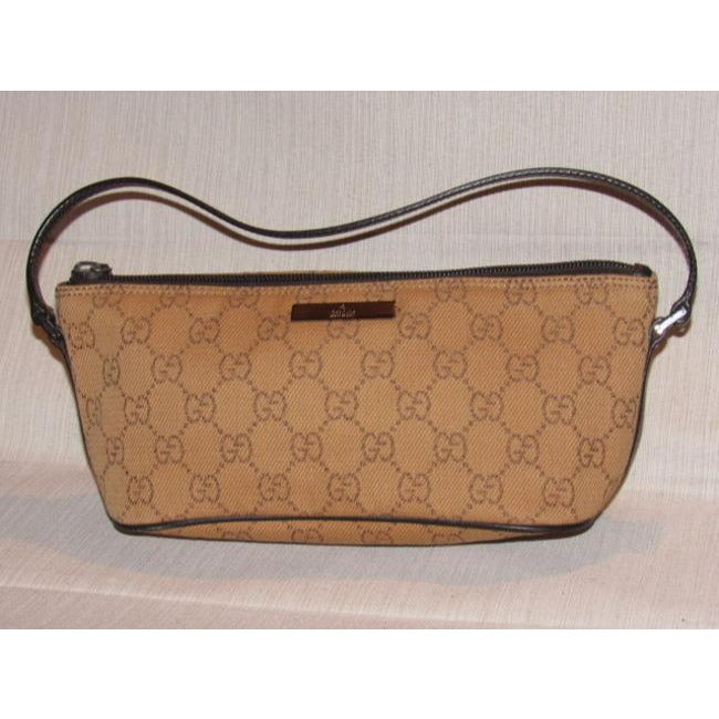 Gucci Vintage Rusty Orange Large G Logo Print Canvas Brown Leather And Hobo Bag