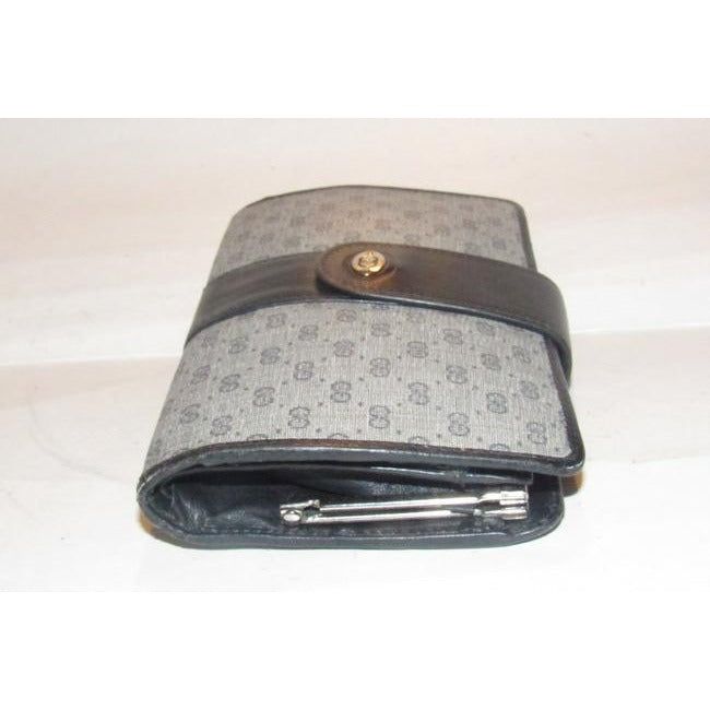 Gucci Blue Small G Logo Print Coated Canvas And Navy Leather With Chrome Accents Vintage Collection