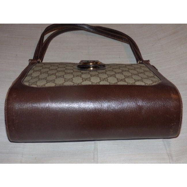 Gucci Vintage Satchelsdesigner Purses Shades Of Brown With Large G Logo Print Leathercoated Canvas S