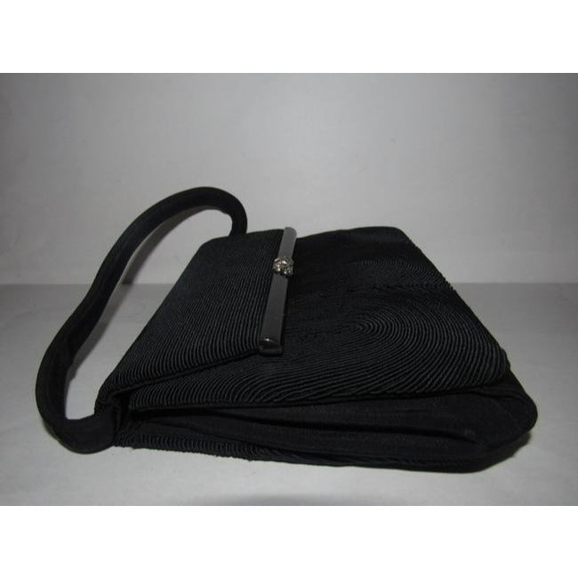 Gucci Evening W Early Enamel And Rhinestone Clasp Black Silk Corde Shoulder Bag