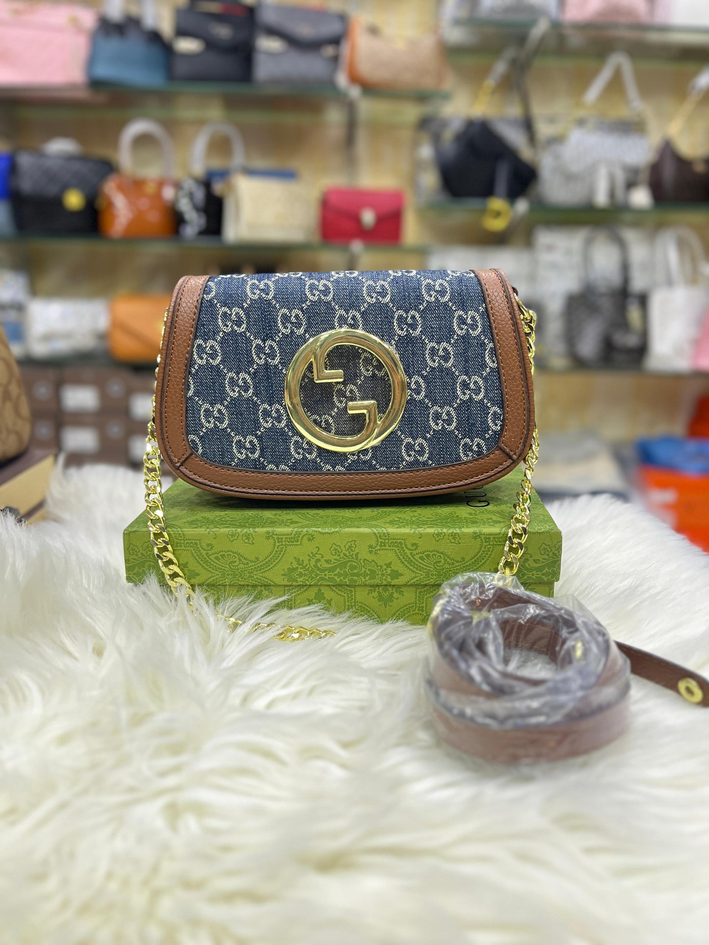 GUCCI BLONDIE SMALL SHOULDER BAG – LUXURY & STYLE (Brown/Blue-2)