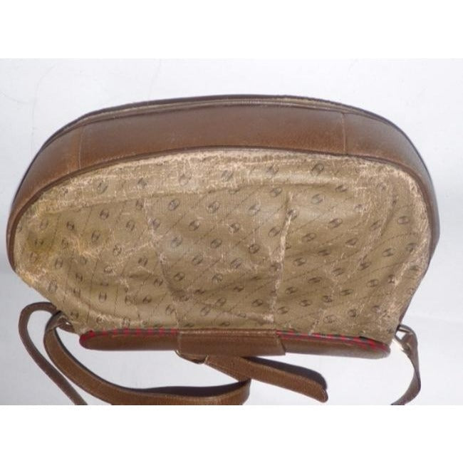 Gucci Vintage Purses Coated Canvas Leather In Browns With Red Green Leather Coated